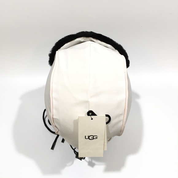 UGG Quilted Nylon Trapper with Fur Trim -White -NEW - Picture 6 of 10